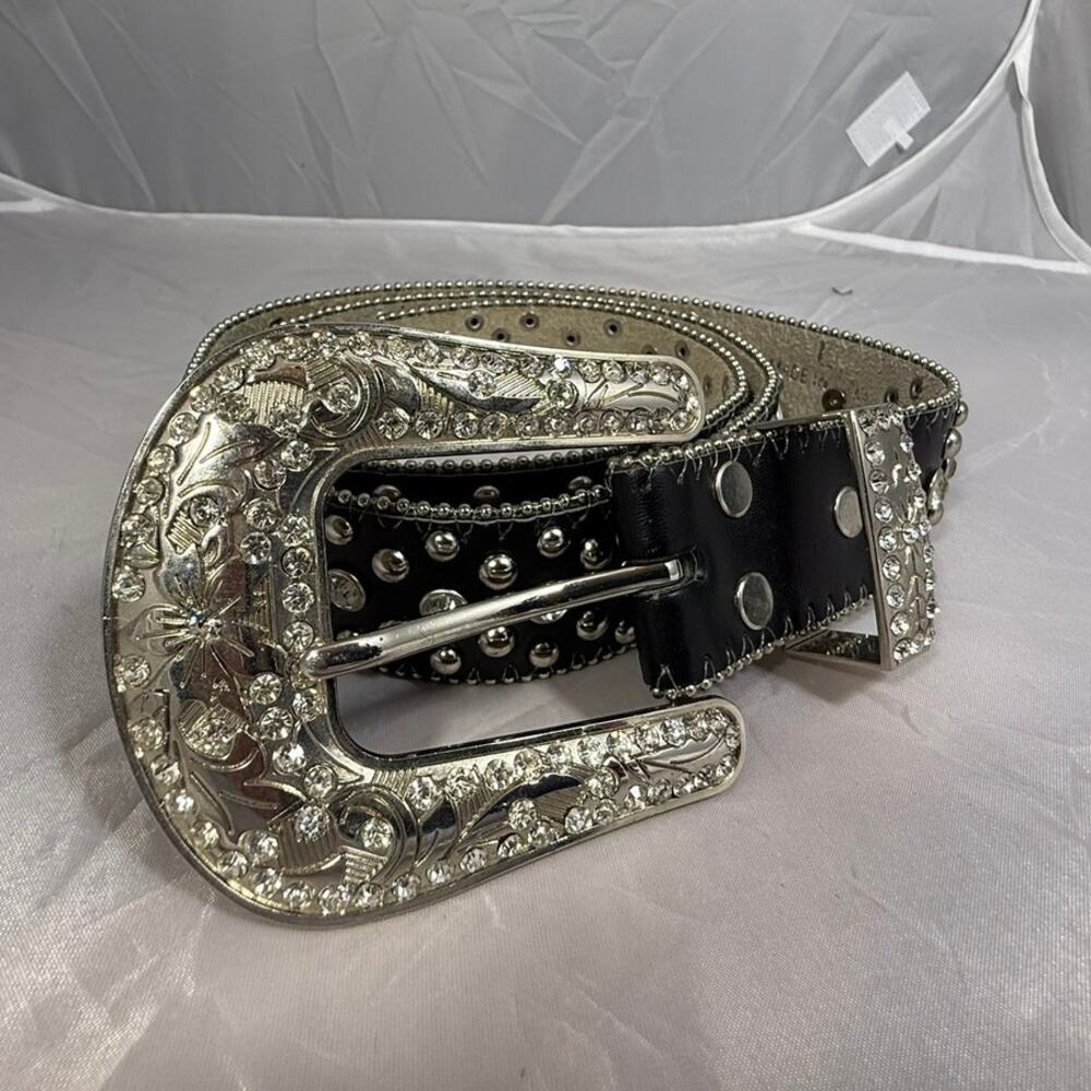 Baltimore Ravens NFL Studded Rhinestone Western Belt Black Leather